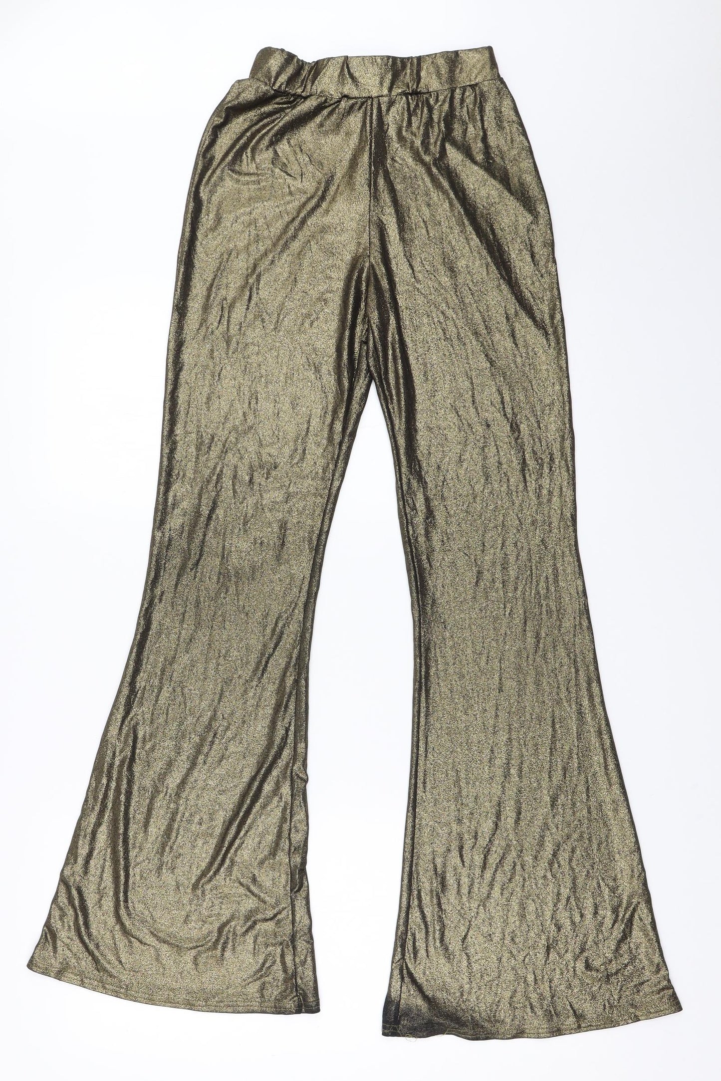 Boohoo Womens Gold   Trousers  Size 10 L30 in
