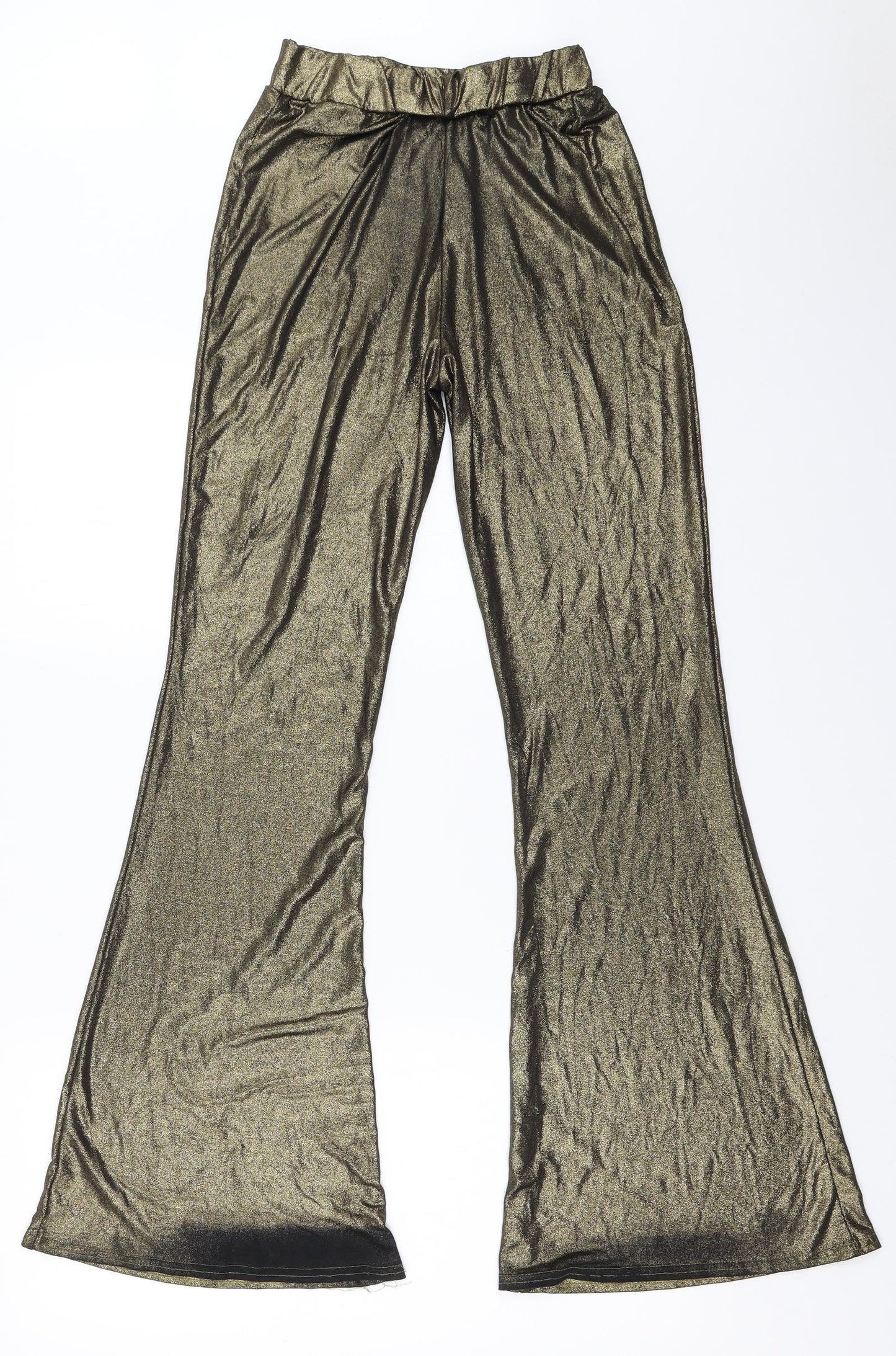 Boohoo Womens Gold   Trousers  Size 10 L30 in