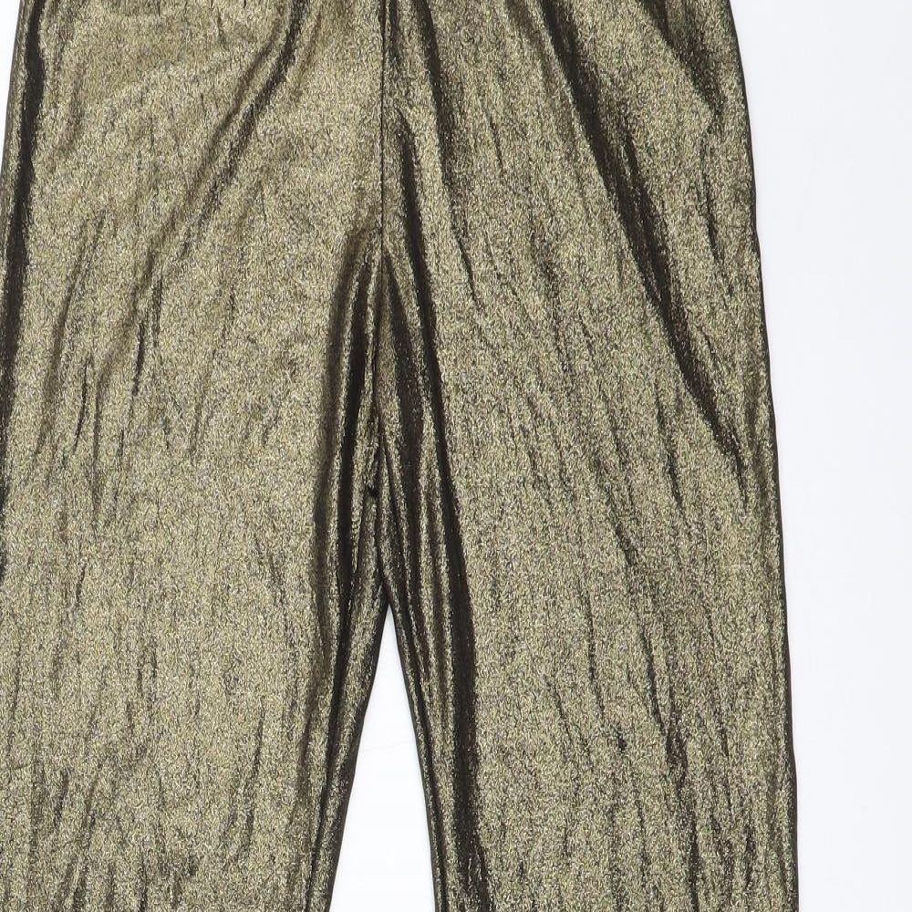 Boohoo Womens Gold   Trousers  Size 10 L30 in