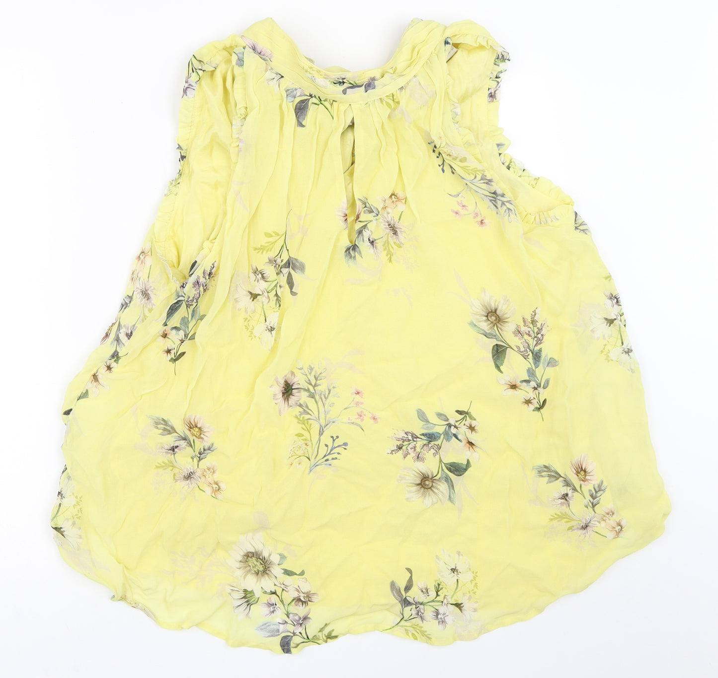 Monsoon Womens Yellow Floral  Basic Blouse Size 16