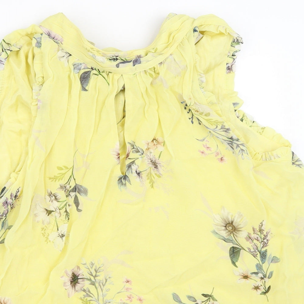 Monsoon Womens Yellow Floral  Basic Blouse Size 16