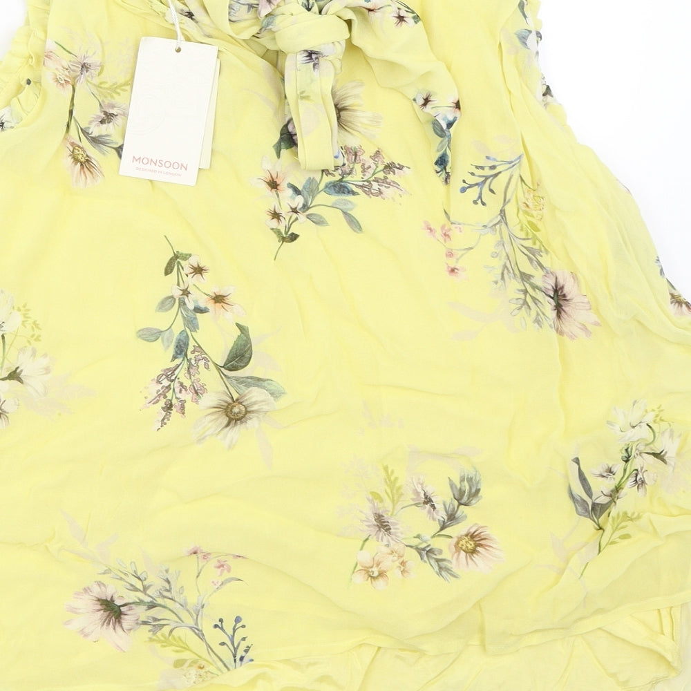 Monsoon Womens Yellow Floral  Basic Blouse Size 16