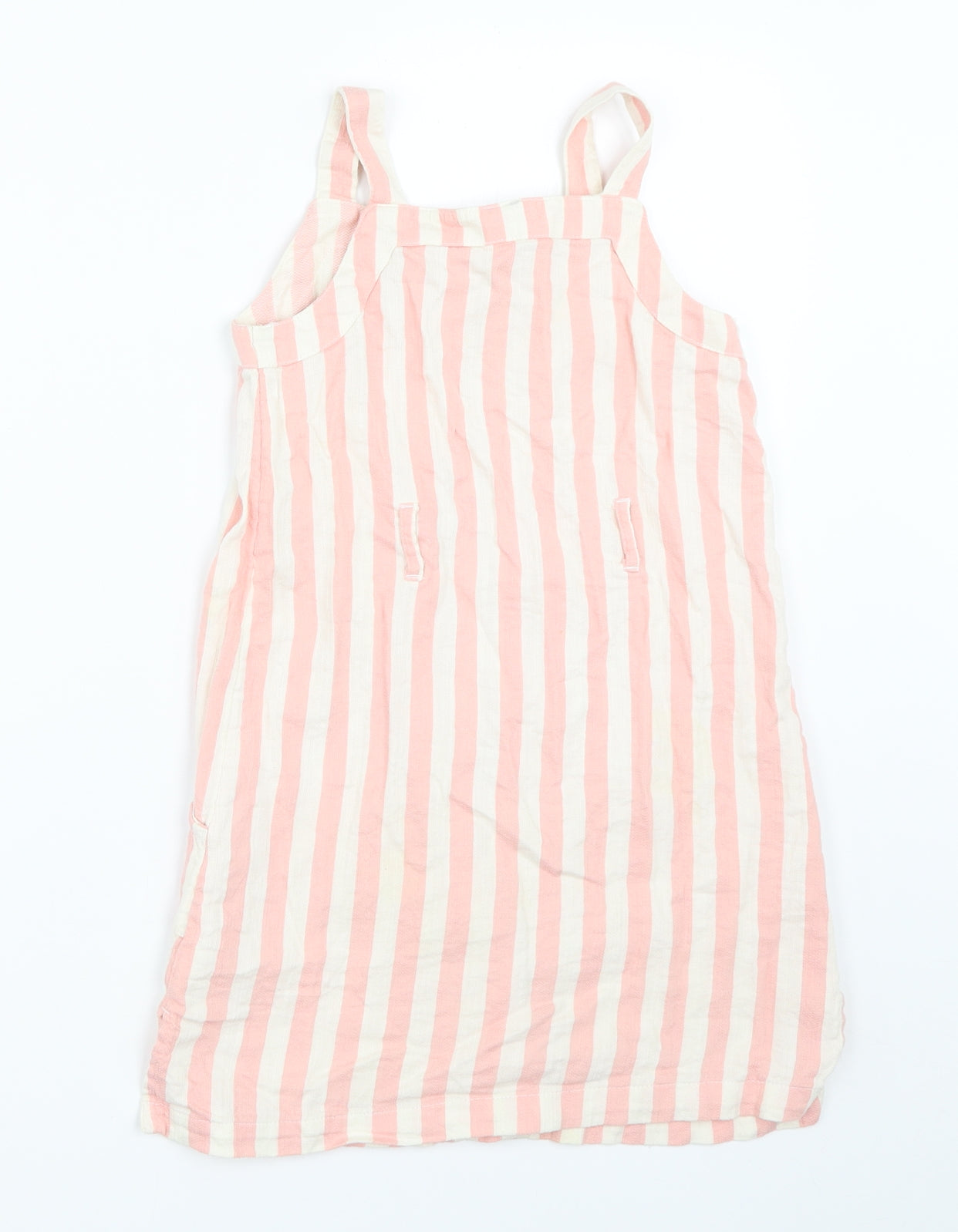 TU Girls Pink Striped  Pinafore/Dungaree Dress  Size 6 Years