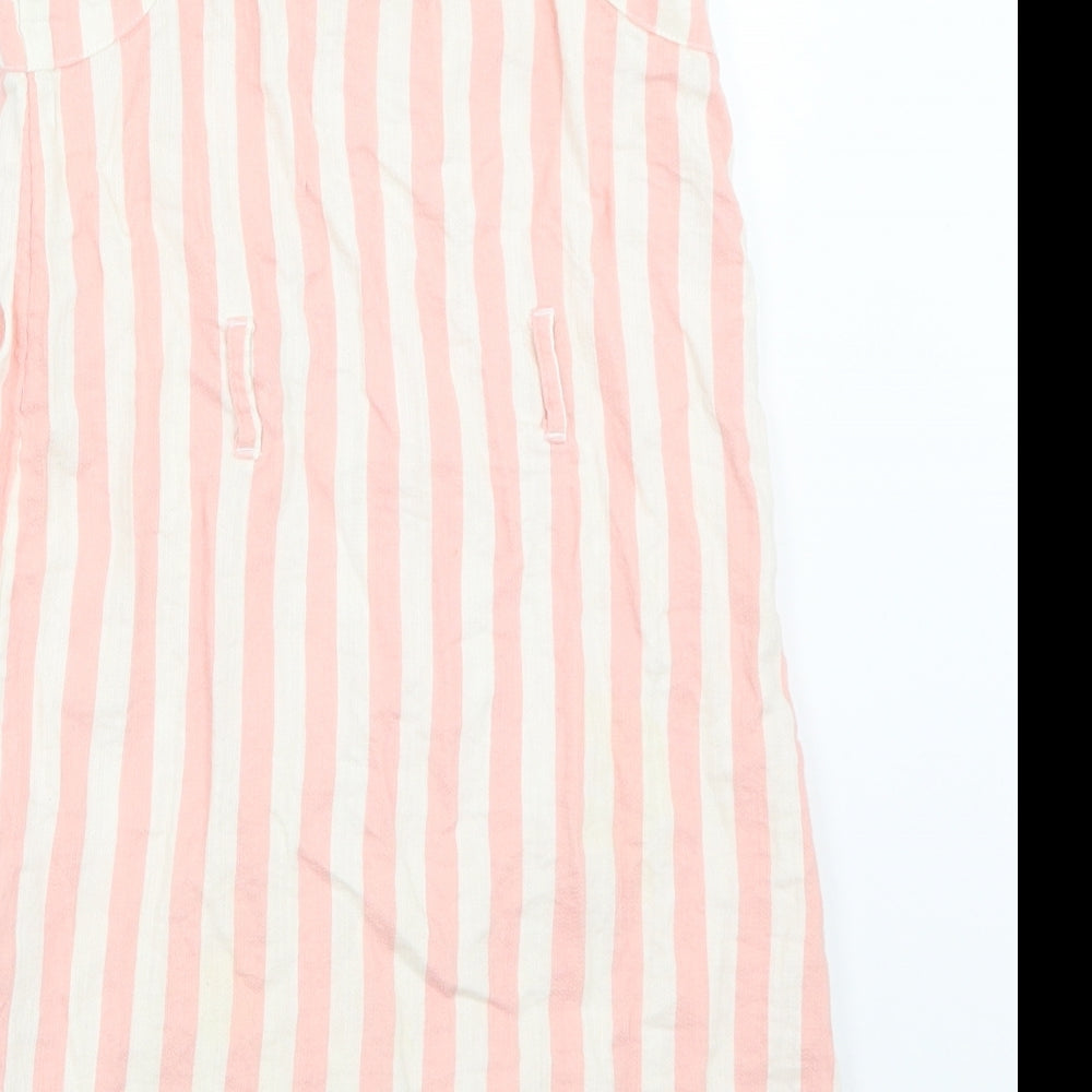 TU Girls Pink Striped  Pinafore/Dungaree Dress  Size 6 Years