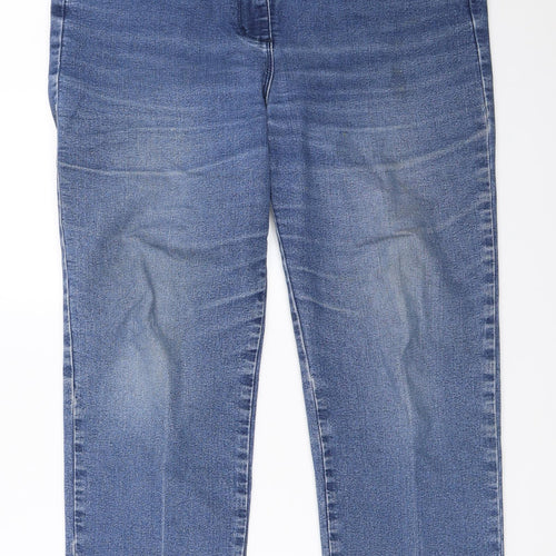Preworn Womens Blue  Denim Straight Jeans Size 16 L25.5 in