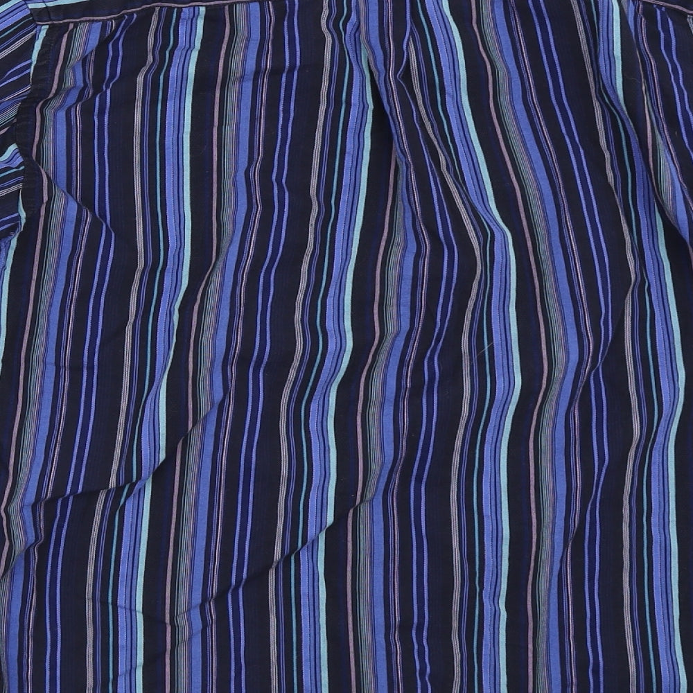 TU Mens Blue Striped   Button-Up Size M
