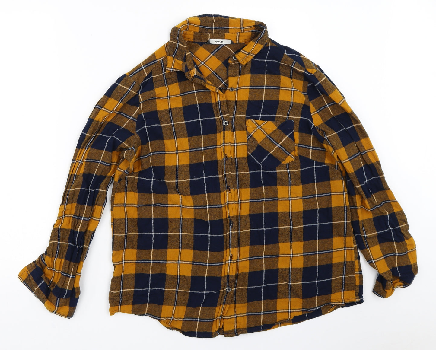 George Womens Yellow Check  Basic Button-Up Size 14