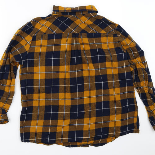 George Womens Yellow Check  Basic Button-Up Size 14