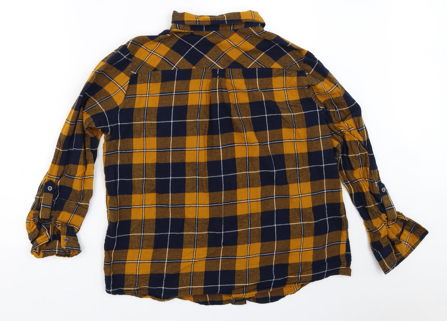 George Womens Yellow Check  Basic Button-Up Size 14