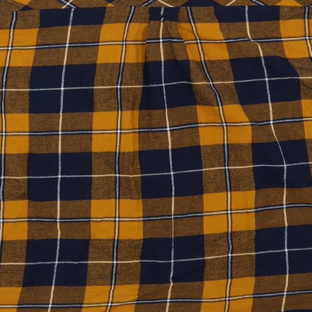 George Womens Yellow Check  Basic Button-Up Size 14
