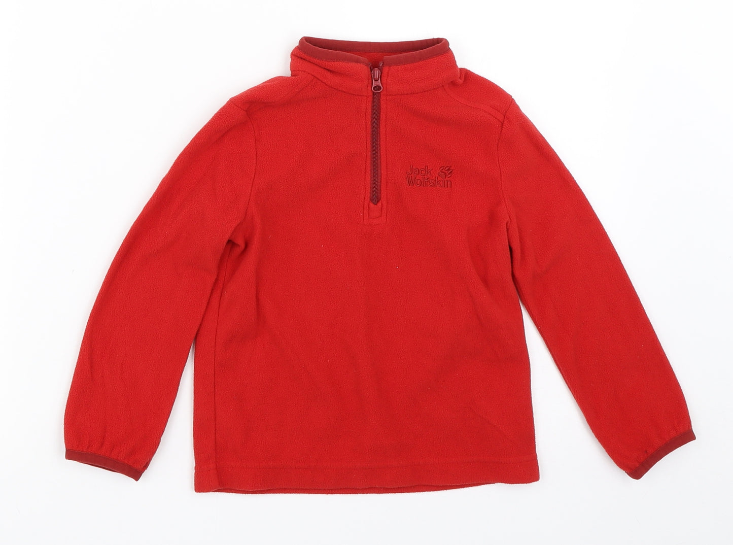 Jack Wolfskin Boys Red  Fleece Henley Sweatshirt Size 4 Years
