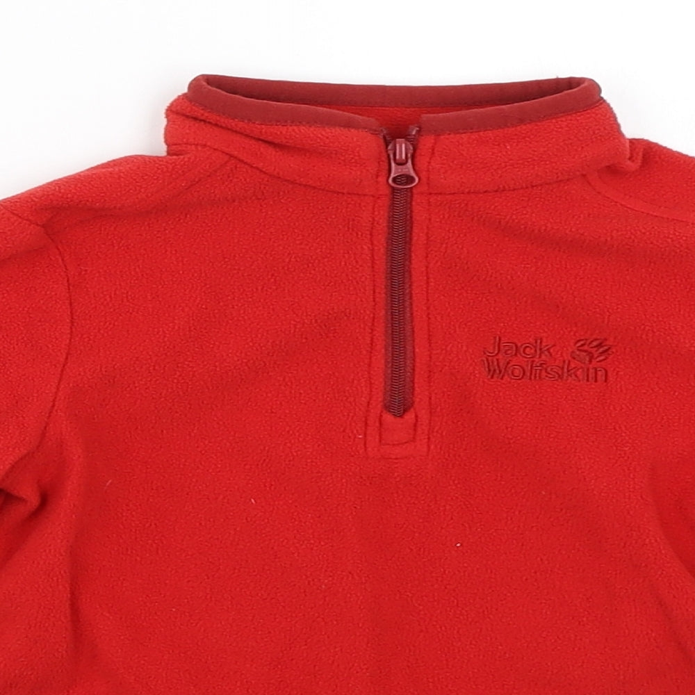 Jack Wolfskin Boys Red  Fleece Henley Sweatshirt Size 4 Years