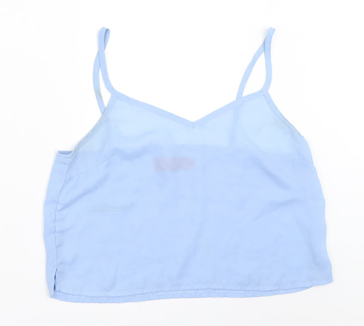 Boohoo Womens Blue Cropped Blouse Size 10
