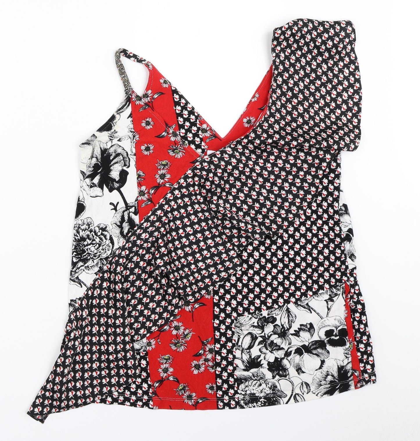 NEXT Womens Red Geometric  Basic Blouse Size 10