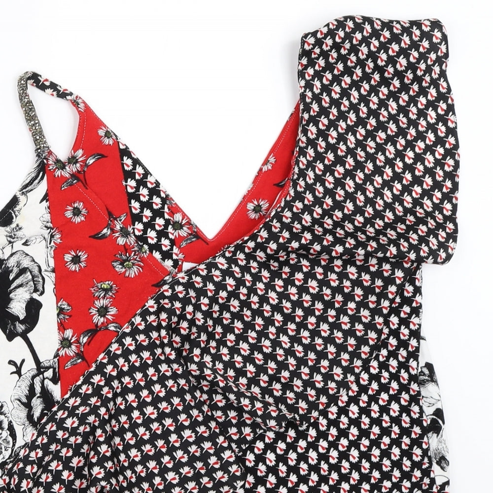 NEXT Womens Red Geometric  Basic Blouse Size 10