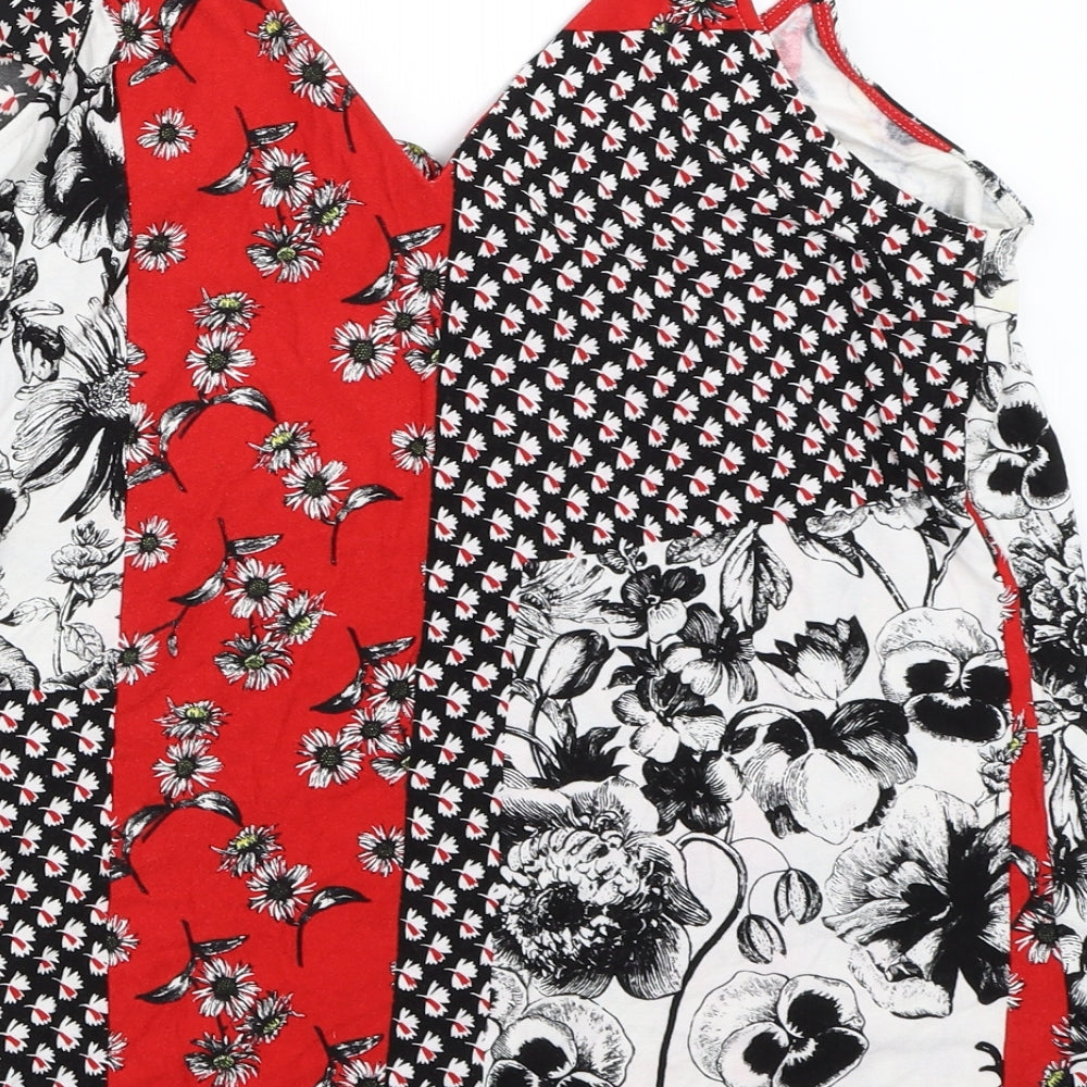 NEXT Womens Red Geometric  Basic Blouse Size 10