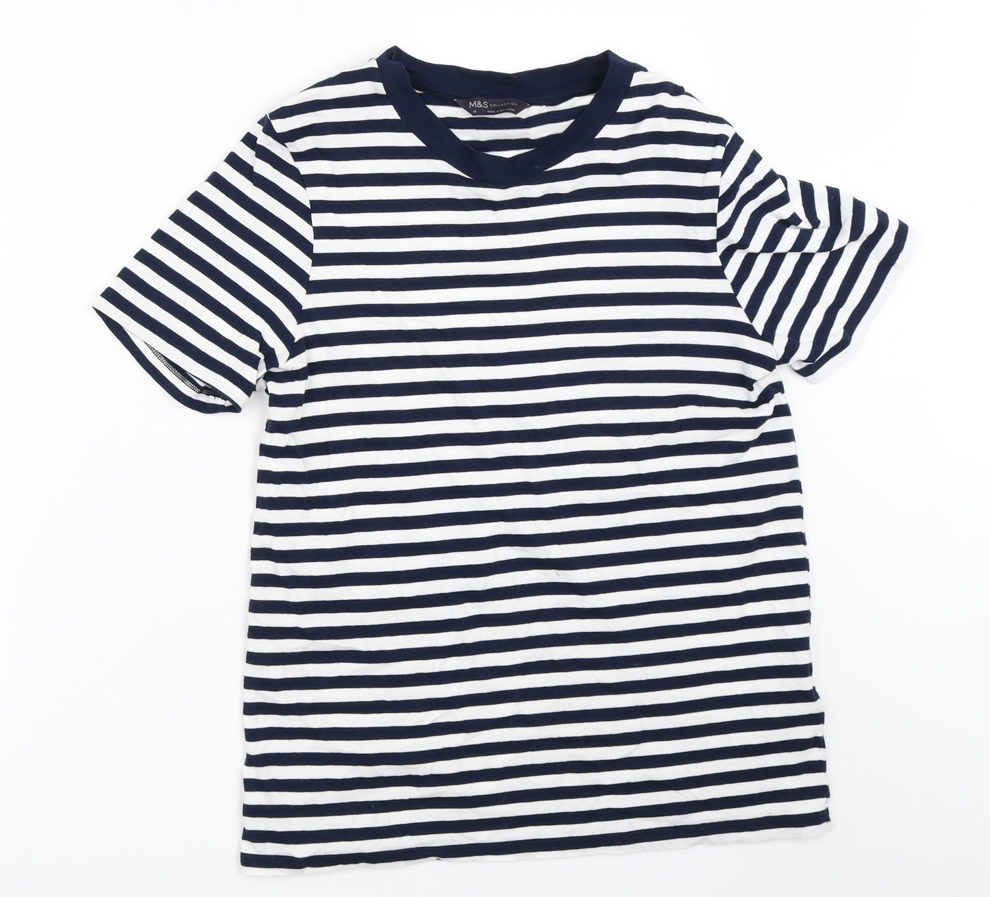 Marks and Spencer Womens Blue Striped  Basic T-Shirt Size 10