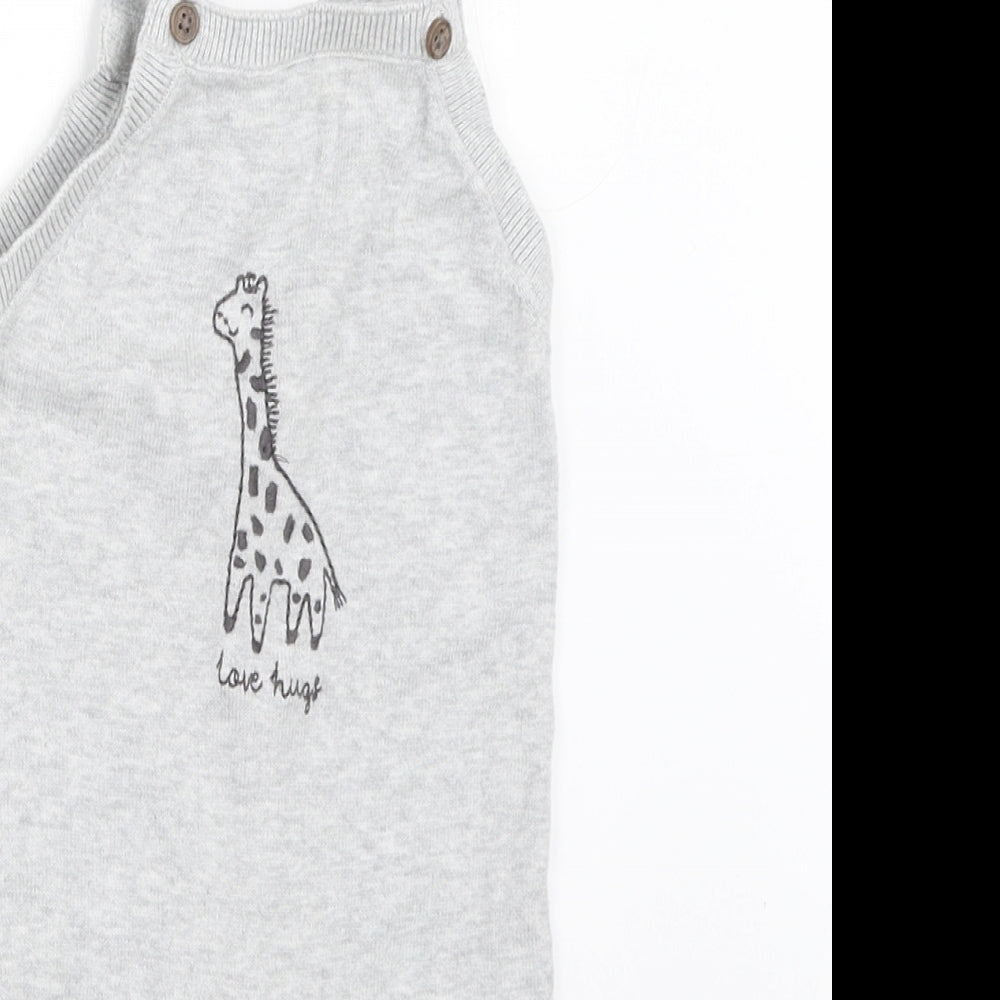 F&F Boys Grey   Dungaree One-Piece Size 6-9 Months