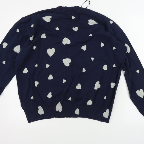 Marks and Spencer  Womens Blue   Pullover Jumper Size L  - heart pattern