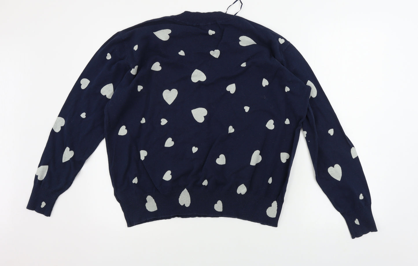 Marks and Spencer  Womens Blue   Pullover Jumper Size L  - heart pattern