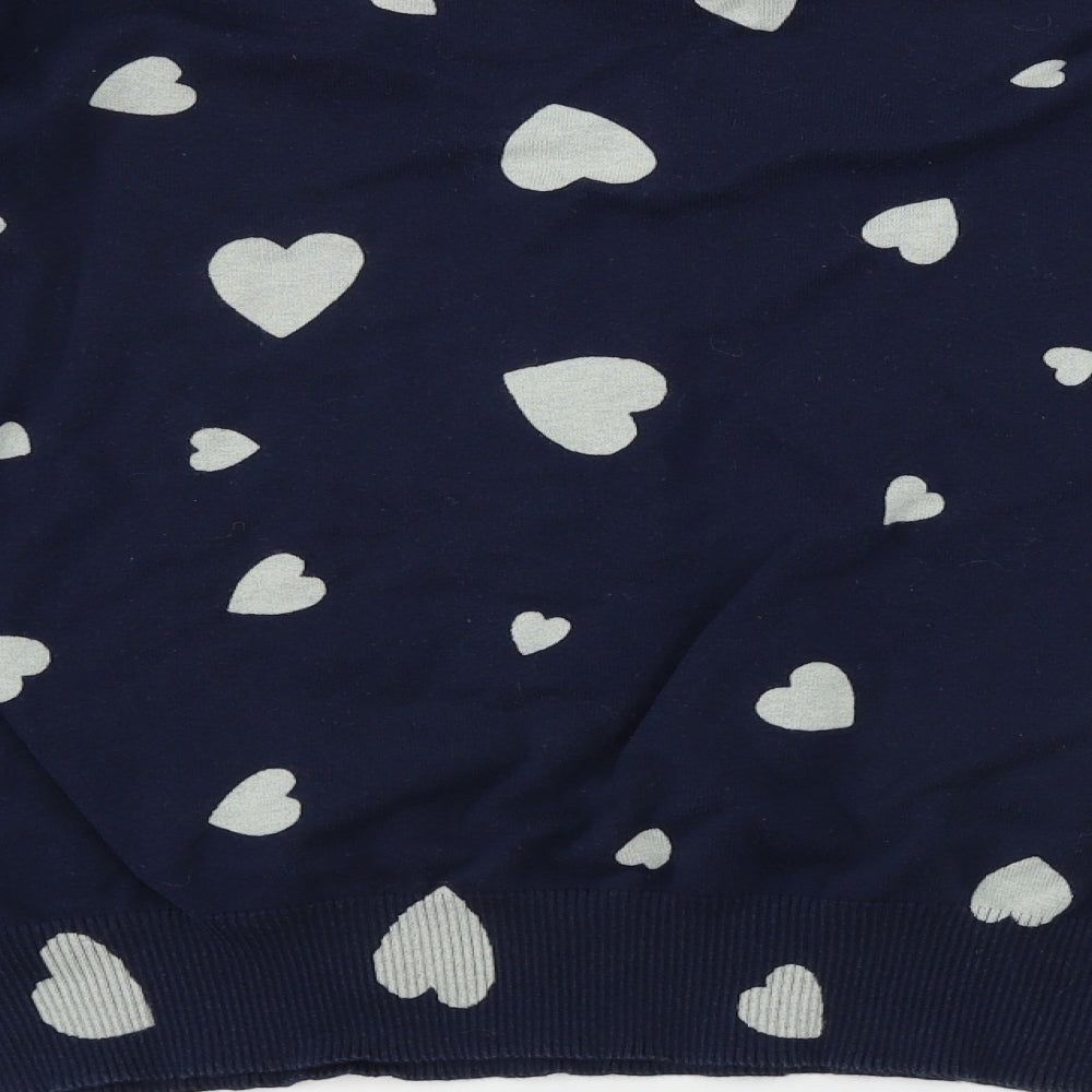 Marks and Spencer  Womens Blue   Pullover Jumper Size L  - heart pattern