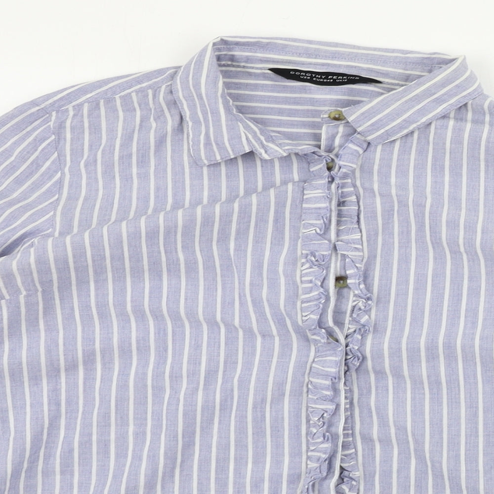 Dorothy Perkins  Womens Blue Striped  Basic Button-Up Size 12