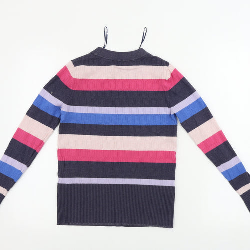 Marks and Spencer  Womens Grey Striped  Pullover Jumper Size 10