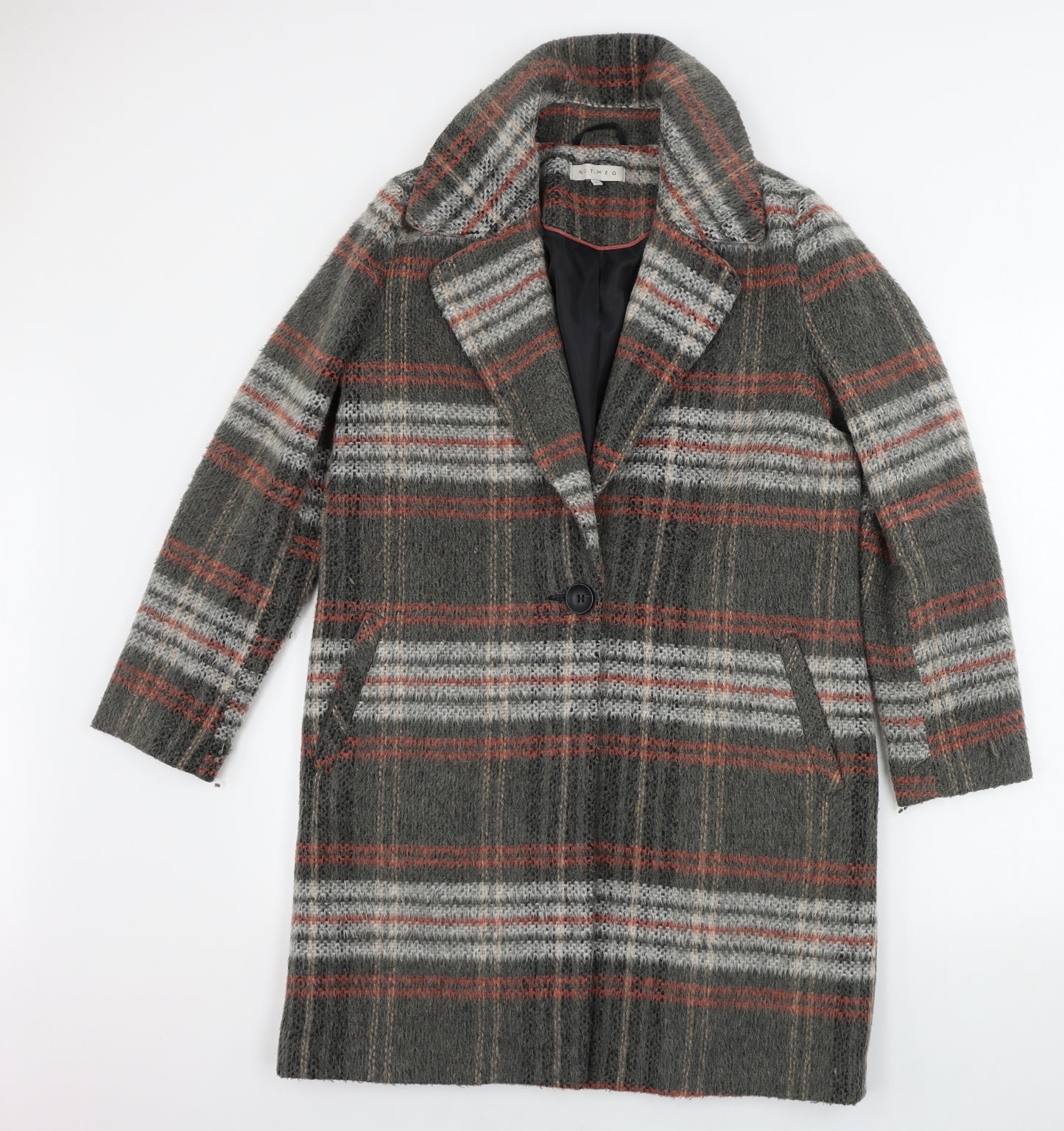Nutmeg  Womens Grey Check  Jacket Coat Size 8