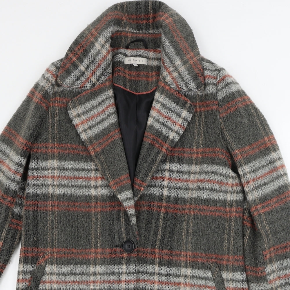 Nutmeg  Womens Grey Check  Jacket Coat Size 8