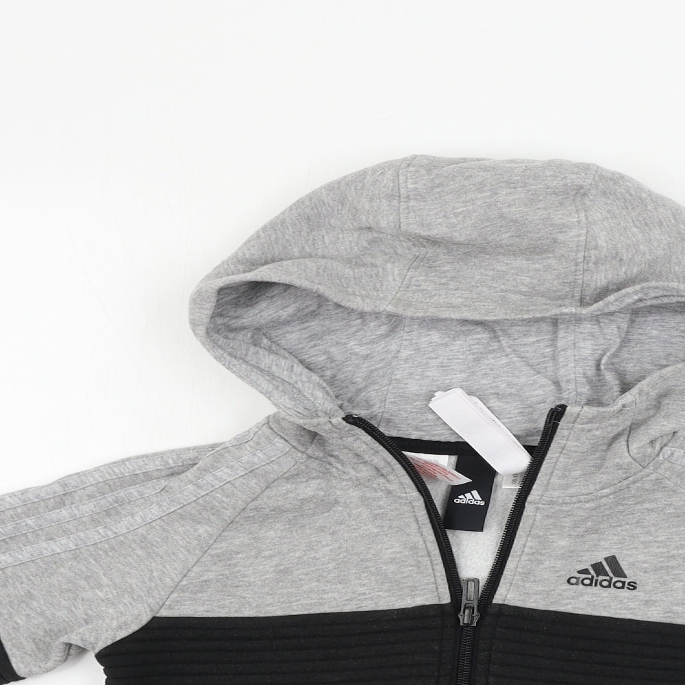 adidas  Boys Grey   Full Zip Hoodie Size 5 Years