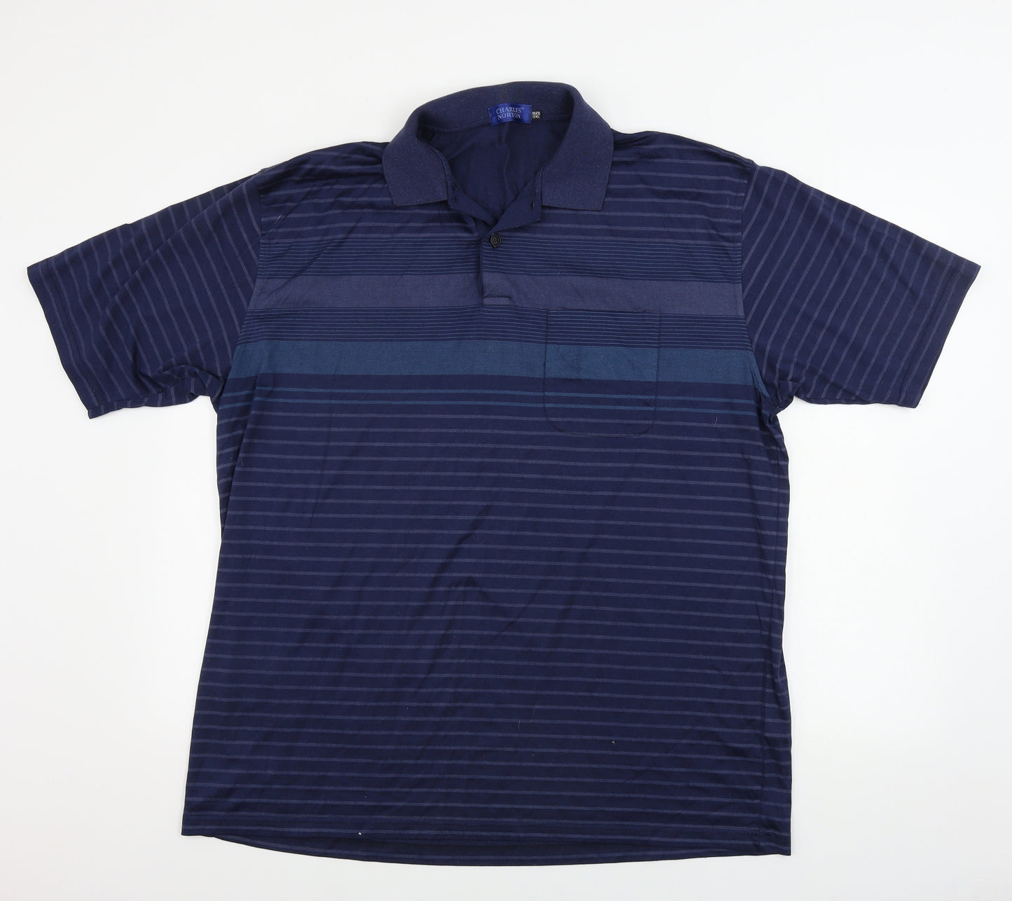 Charles Norton  Mens Blue Striped   Polo Size 3XL