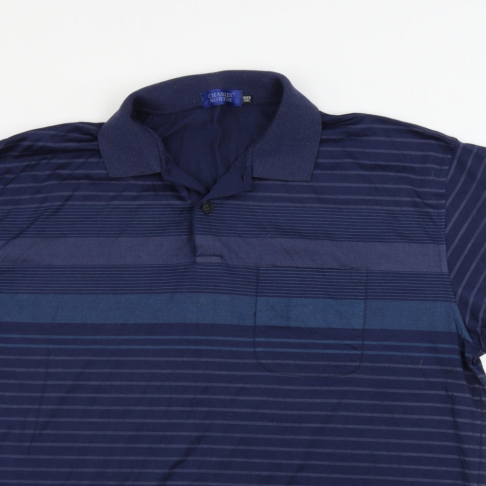 Charles Norton  Mens Blue Striped   Polo Size 3XL