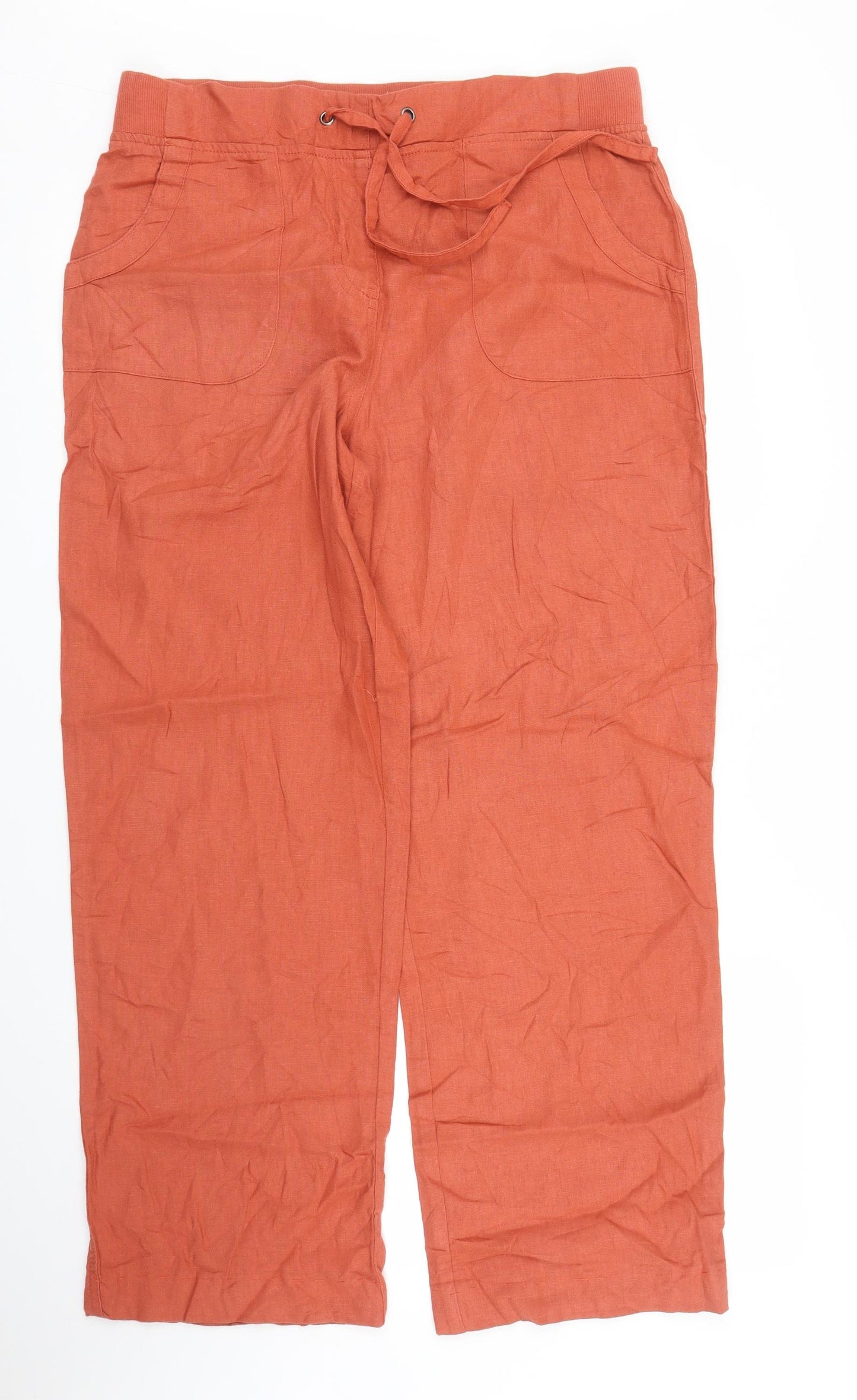 M&Co Womens Orange   Capri Trousers Size 14 L27 in
