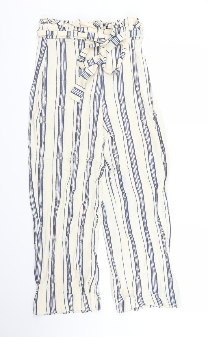 River Island Womens Beige Striped Capri Trousers Size 8 L24 in