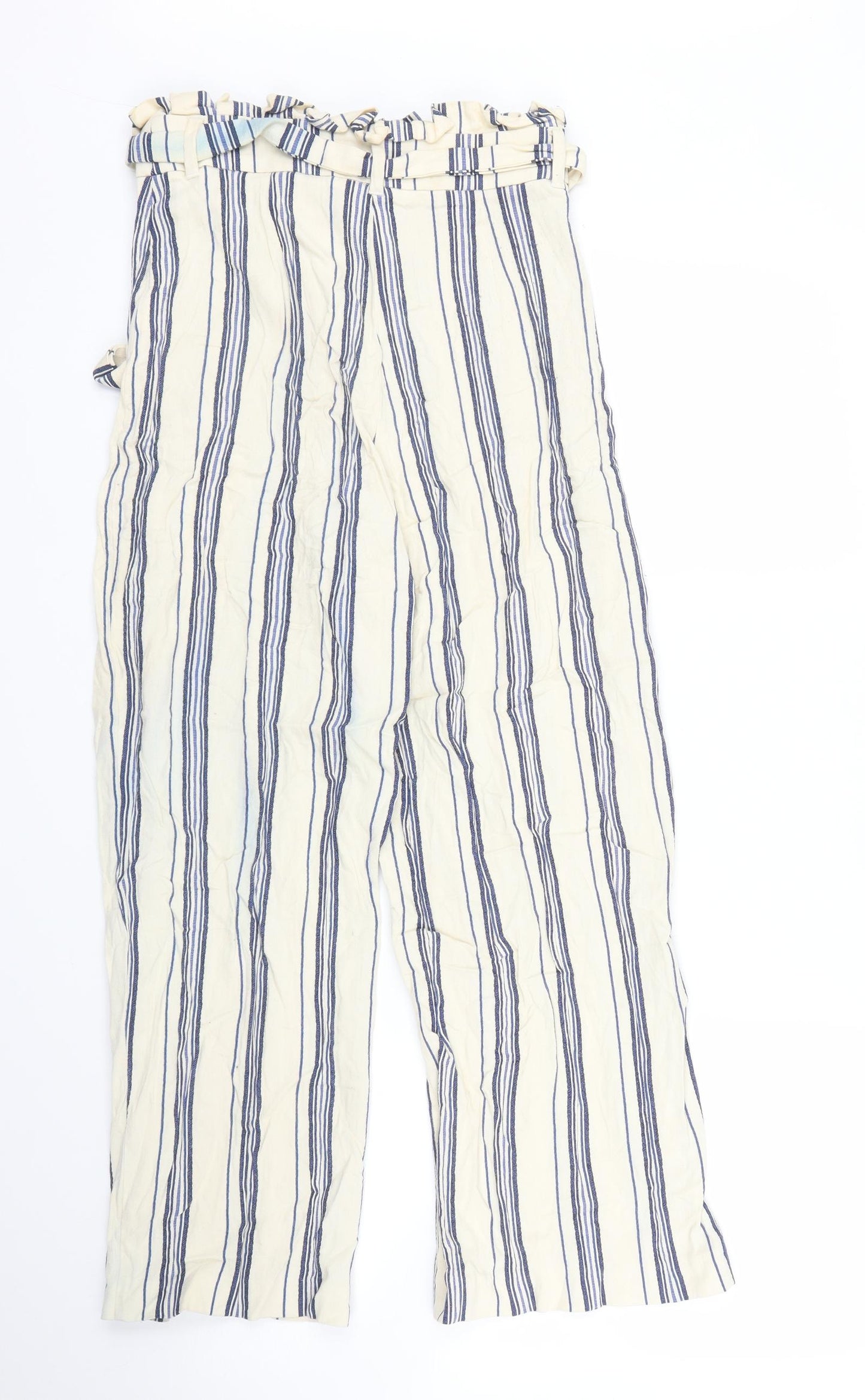 River Island Womens Beige Striped  Capri Trousers Size 8 L24 in