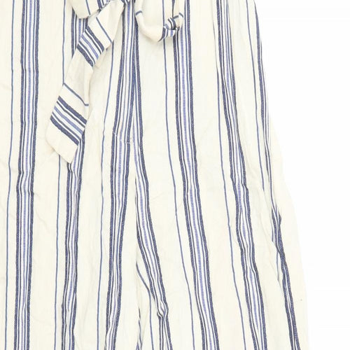 River Island Womens Beige Striped  Capri Trousers Size 8 L24 in