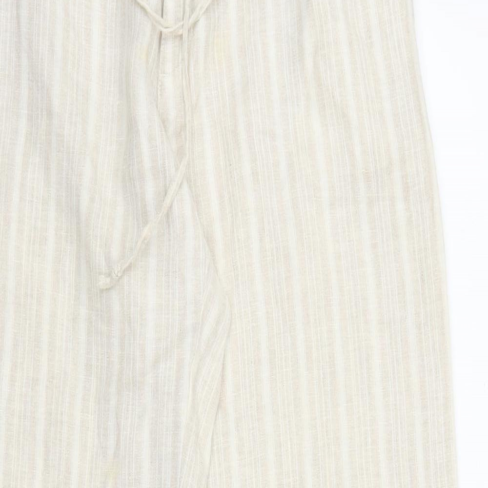 I Can Womens Beige Striped  Trousers  Size 16 L30 in
