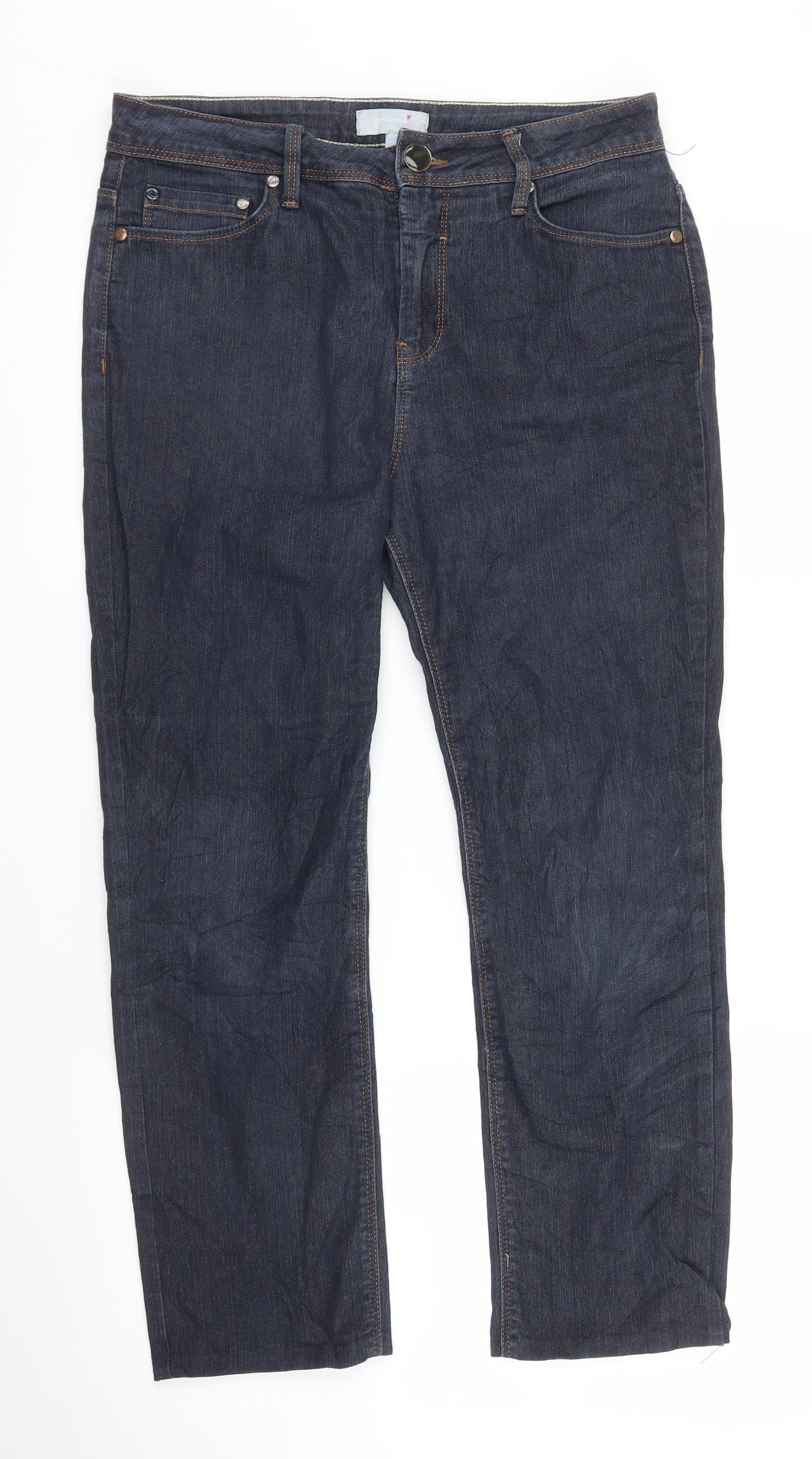 M&S Womens Blue  Denim Capri Jeans Size 12 L23 in