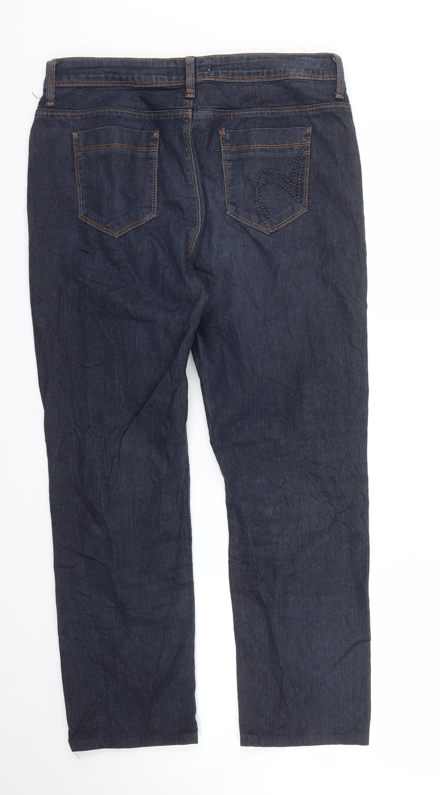 M&S Womens Blue  Denim Capri Jeans Size 12 L23 in