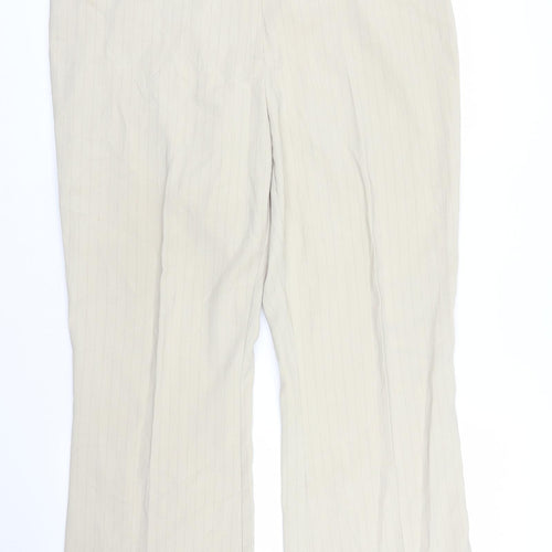 AMARANTO Womens Beige Striped  Trousers  Size 14 L29 in