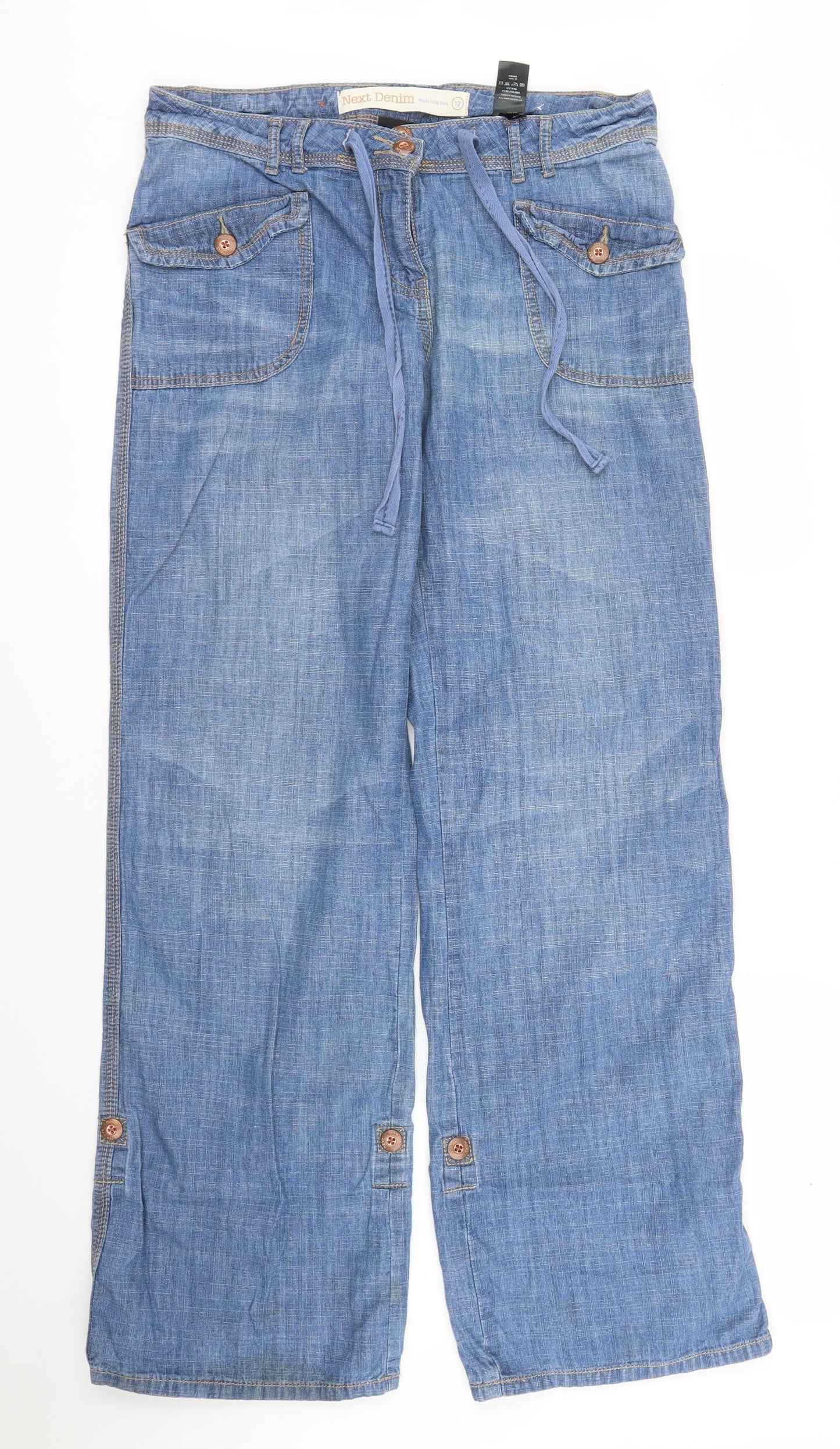 NEXT Womens Blue  Denim Wide-Leg Jeans Size 12 L31 in
