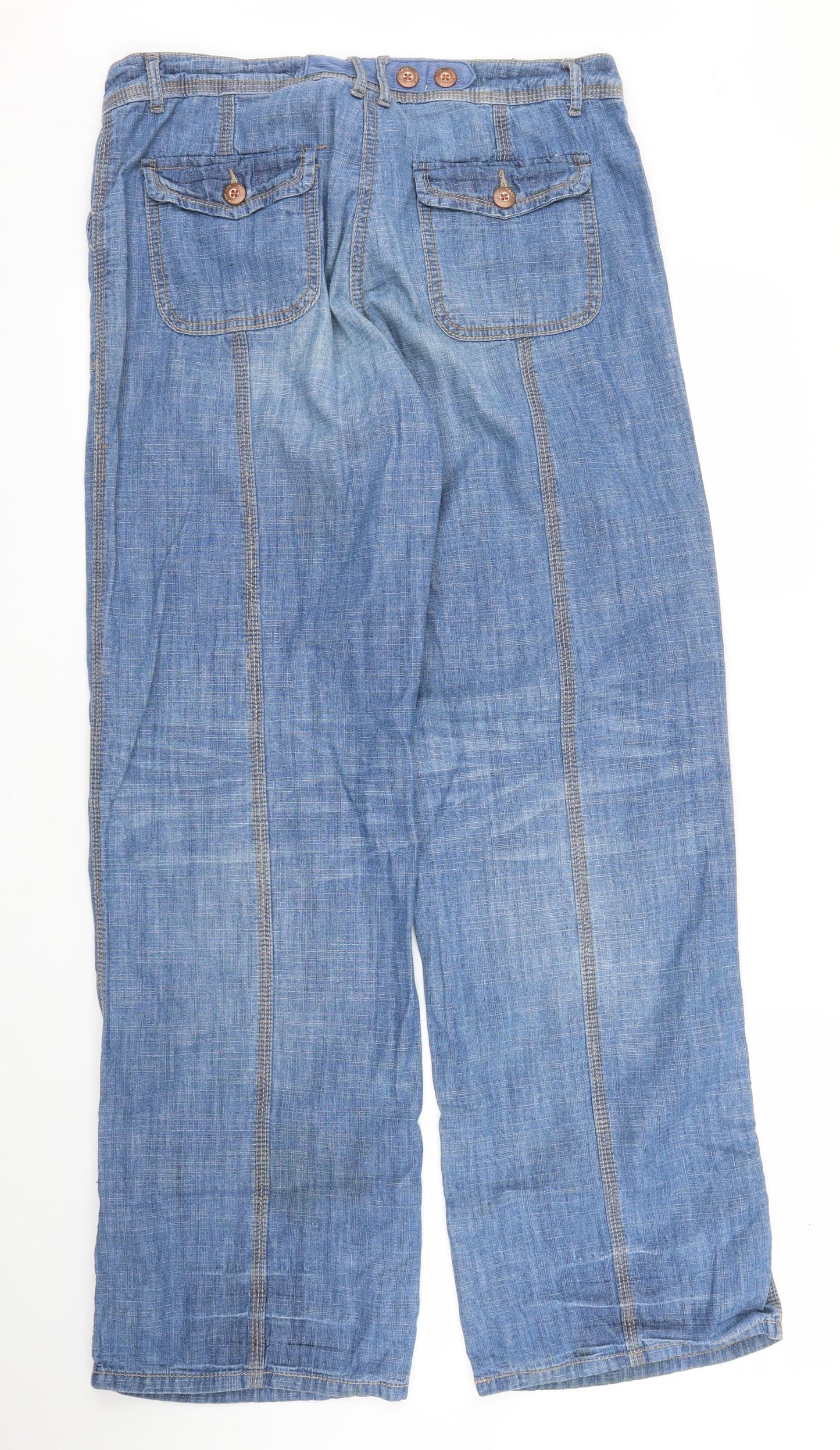 NEXT Womens Blue  Denim Wide-Leg Jeans Size 12 L31 in