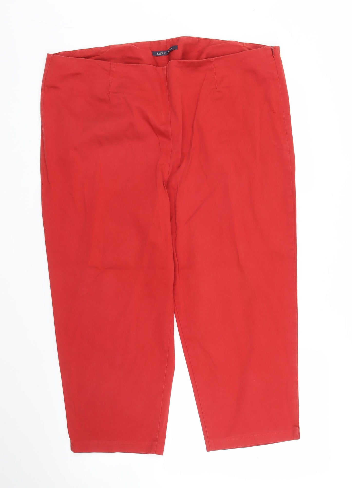 M&S Womens Red   Pedal Pusher Trousers Size 20 L20 in
