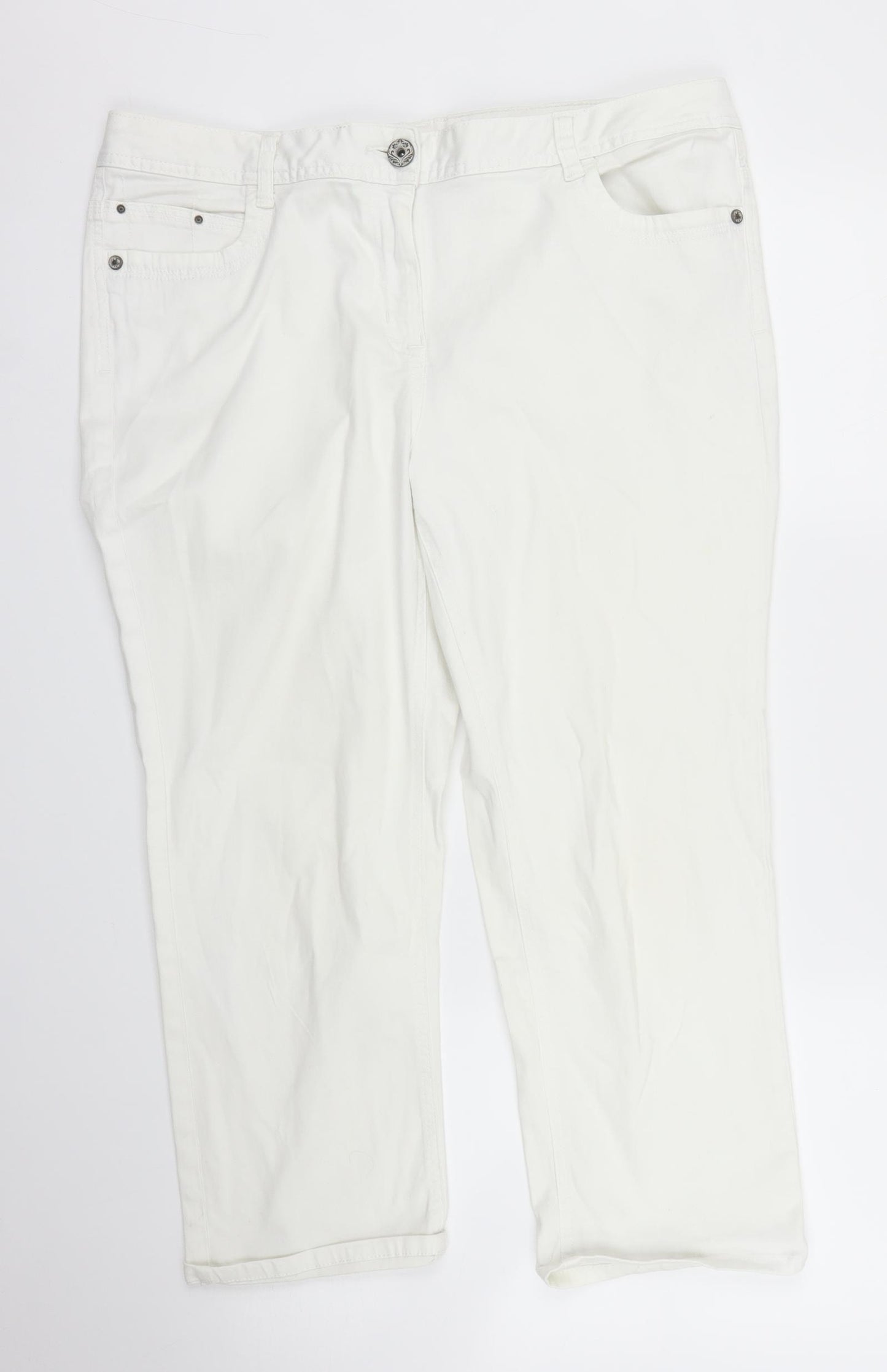 George Womens White   Capri Trousers Size 16 L23 in