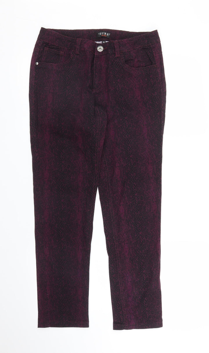 SURE Womens Purple Animal Print  Skinny Jeans Size 8 L26 in - Snake print