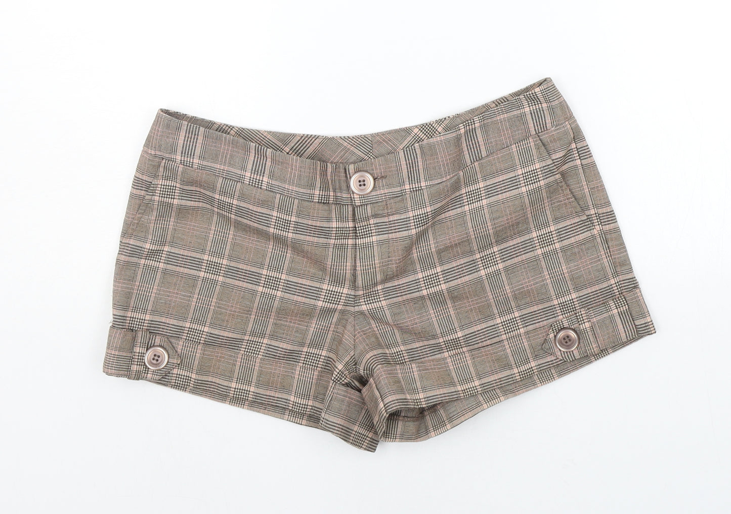Girl Express Womens Beige Check  Cut-Off Shorts Size 10