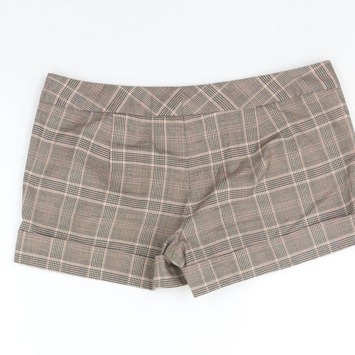 Girl Express Womens Beige Check  Cut-Off Shorts Size 10