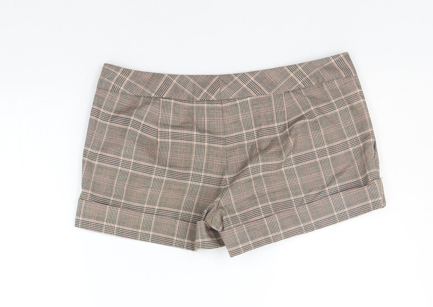 Girl Express Womens Beige Check  Cut-Off Shorts Size 10