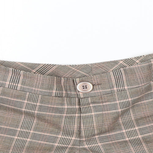 Girl Express Womens Beige Check  Cut-Off Shorts Size 10