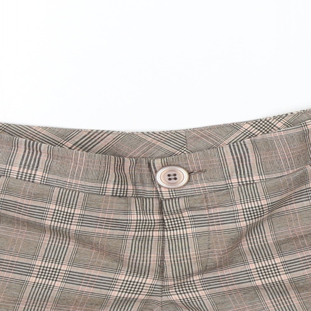 Girl Express Womens Beige Check  Cut-Off Shorts Size 10